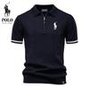 Весна/Лето Вышитое Пони Новое Мужское Деловое Повседневное Шерстяное Поло, Вязаное Поло с Отложным Воротником, Короткий Рукав