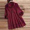 Cotton Linen Blouse With Pockets For Casual Office Wear