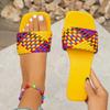 Обувь для женщин с открытым носком, женские тапочки, уличные пляжные тапочки, женские квадратные носки, разноцветные, на плоской подошве, сандалии больших размеров