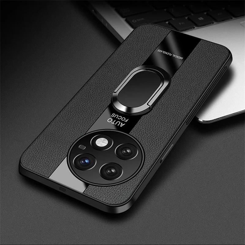 Магнитный чехол-подставка с кольцом для OnePlus 13, роскошный кожаный противоударный бампер для OnePlus13 5G Nord CE 3 Lite N30 CE3