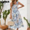New Floral Print Suspender Dress Summer Dress Casual Vacation Travel Dress