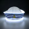 LED Light Up Navy Captain Sailor Hat LED White Flashing cap Nightclub Bar Cosplay Halloween Festival Party Costume Props