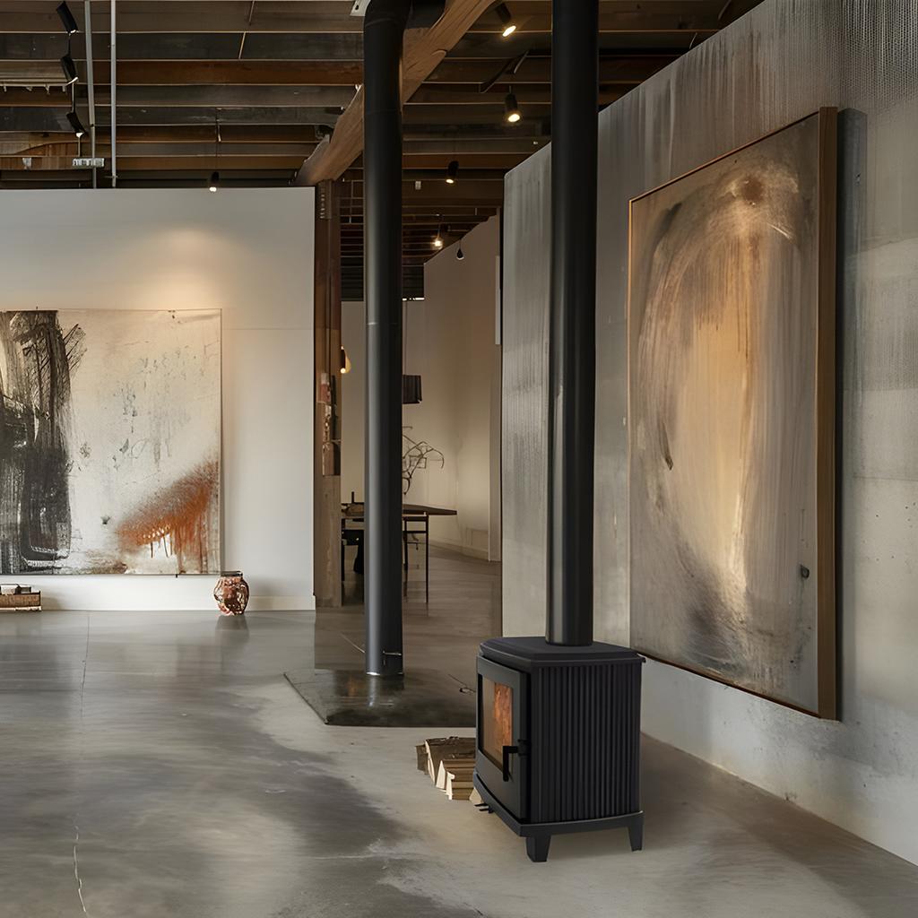 Дровяная чугунная печь KRATKI K11 Ø 150 6 кВт с самозакрывающейся дверцей