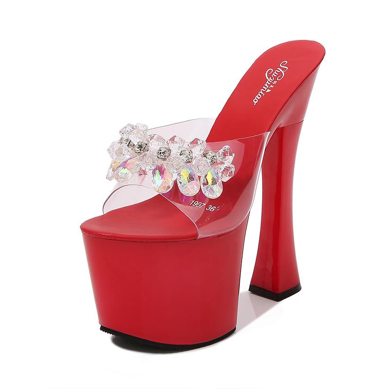 Женские туфли-лодочки с кристаллами для вечеринки, клубные тапочки, туфли-лодочки, женские туфли Zapatos De Mujer, серия 1100, каблук 20 см, платформа LFD 10 см