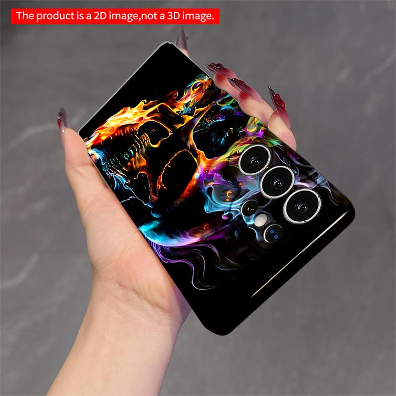 2DFlat Samsung phone case Vibrant Skull Flame Art Phone Case Applicable to Galaxy S23 S24 S25ULTRA S26 A12 A14 A15 A16 A54 A55