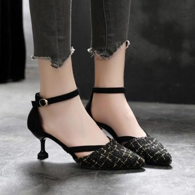 Туфли на шпильке с острым носком и пряжкой в тон, сандалии для поездок на работу