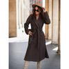 IHUASU Autumn and Winter Simple Long Sleeve Suit Collar Strap Wool Coat for Women Jackets & Coats