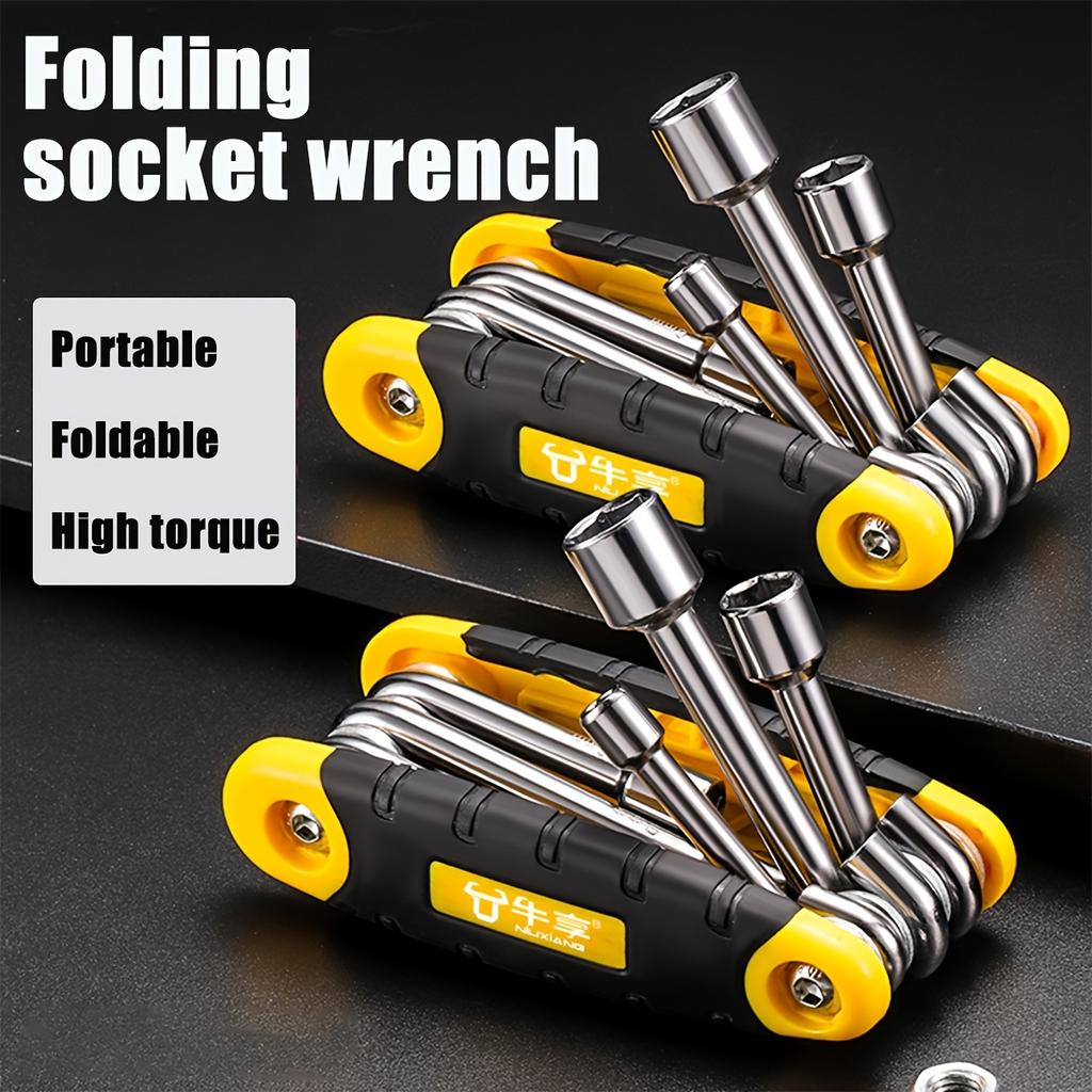 Портативный складной набор шестигранных ключей - стандартные и шестигранные ключи, прочная металлическая конструкция, подходит для бытового и промышленного использования