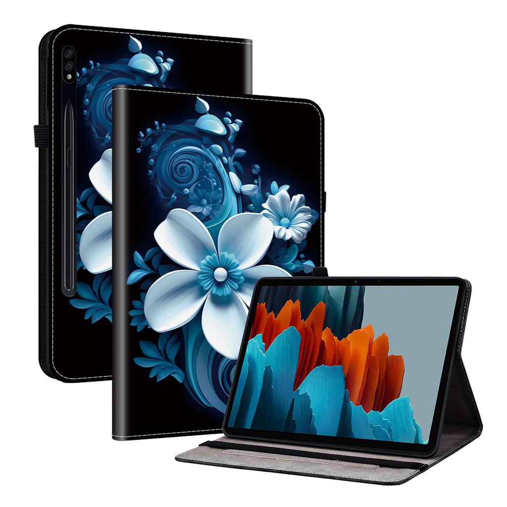 Чехол из искусственной кожи для планшета Samsung Galaxy Tab S7+ (12,4 дюйма)-11 стилей! Прочный, с 2 слотами для подставки, держателем для карандашей и слотами для карт, гибкая задняя крышка из ТПУ