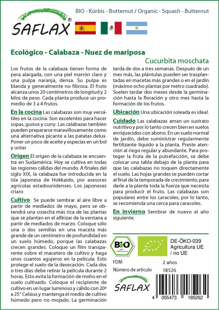 SAFLAX Garden in the Bag - Органический - Тыква - Мускатный орех - 6 семян - С субстратом в подходящем пакете - Cucurbita moschata