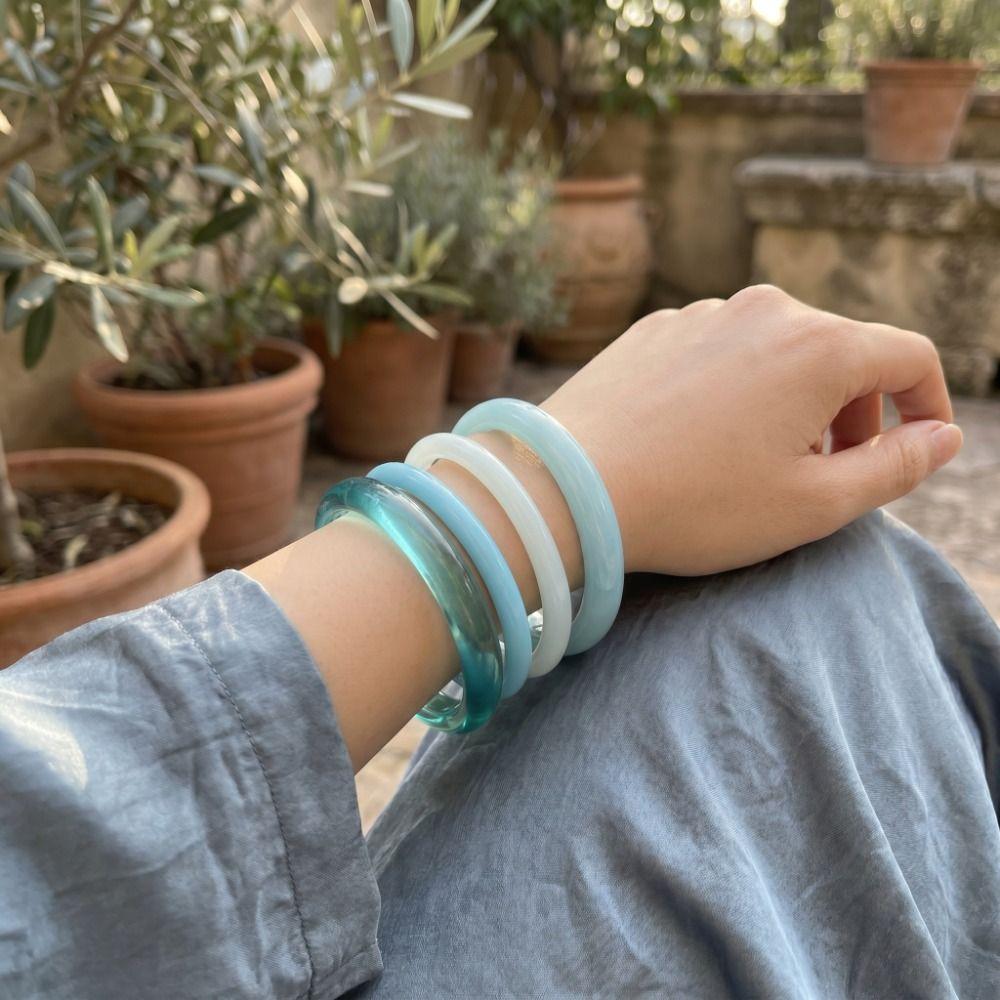 4Pcs/Set Resin Bangle Stackable Boho Bracelets Fashion Geometric Bracelets Women