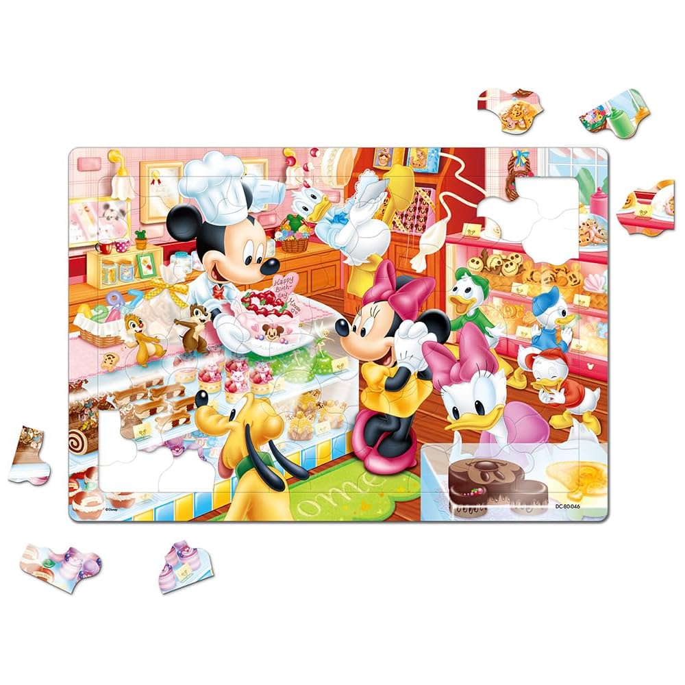 Tenyo Disney Mickey Mouse Child Puzzle Set 40, 60, 80 Pieces Antibacterial Coating Storage Cover for Kids 3 Years and Up