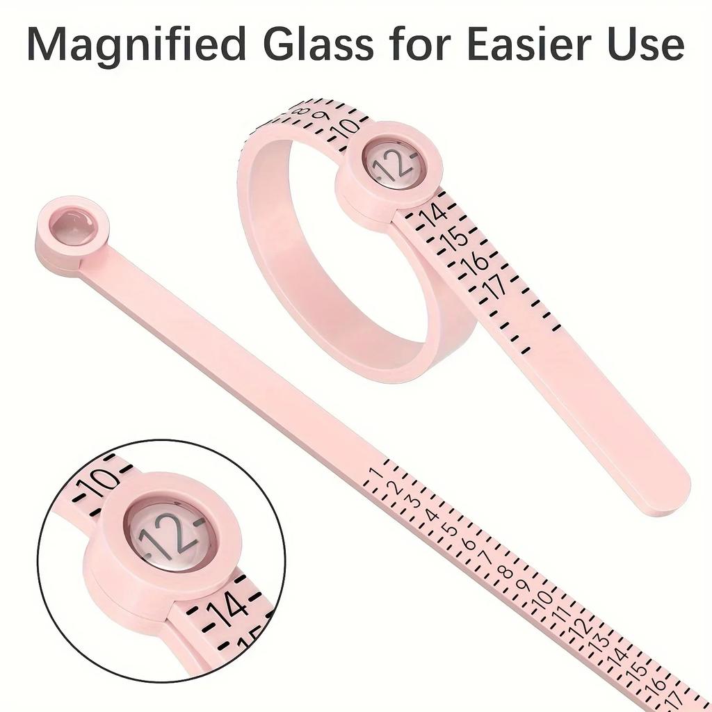 1pc 1-17mm Ring Dimender American Measuring Tool with Magnifying Glass Ring Measuring Tape Ring Soft Ruler