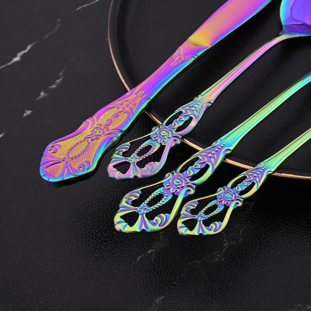 16 шт., чайная ложка из нержавеющей стали и набор вилок для фруктов, послеобеденный чай, маленькая десертная ложка, вилка, кухонная посуда, посуда в западном стиле