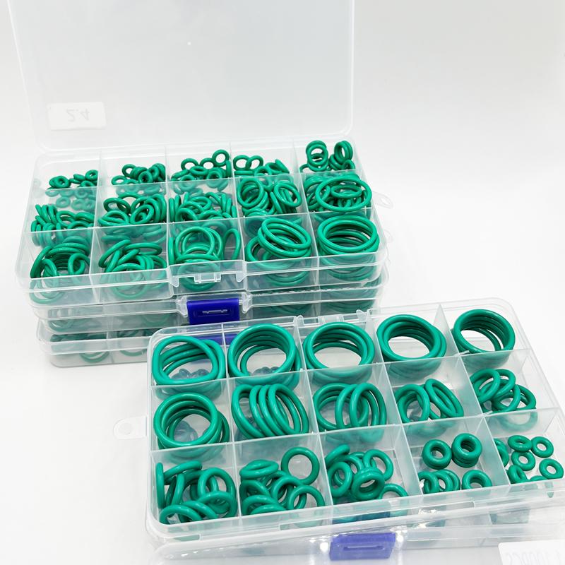 Зеленое уплотнительное кольцо O-ring из фторкаучука (FKM) Комплект уплотнительных колец O-ring, устойчивых к маслу, кислотам и щелочам, с сечением 1,5/2,0/2,4/3,1 мм