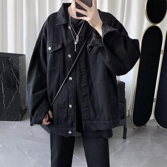 Мужское пальто-карго с лацканами, множеством карманов, однобортное джинсовое пальто, повседневная джинсовая куртка в спортивном стиле, уличная одежда