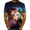 Harajuku Galaxy Animal Wolf Fire Forest Totem Printing Women Men Short Sleeve T-Shirt Boy Girl Cool Tshirt Female Casual Clothes