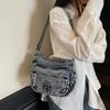 Vintage Denim Crossbody Bag Multi-Pocket Women's Shoulder Bag