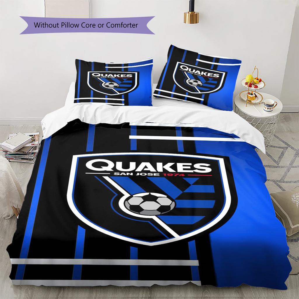 San Jose Earthquakes Pattern Bedding Set Quilt Cover Pillowcase Home Decor Gift (1 * duvet cover + 2 * pillowcase, without core)