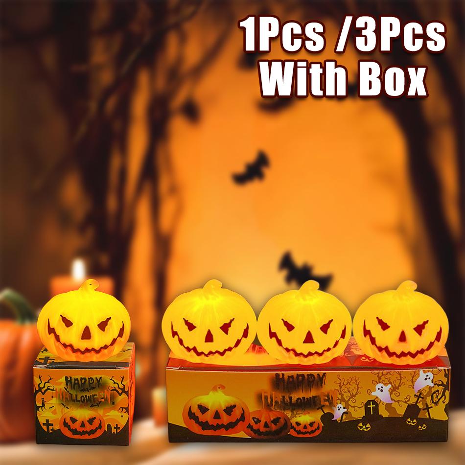 Halloween Led Jack-o'-lantern Light Home Decoration Candle Lamp Halloween Party Supplies Haunted House Horror Props Kids Gifts