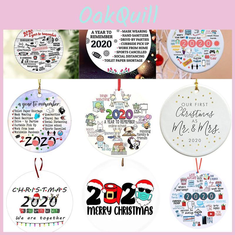 Unique 2020 Christmas Pandemic Ornament Circular Acrylic Tree Hanging Decor