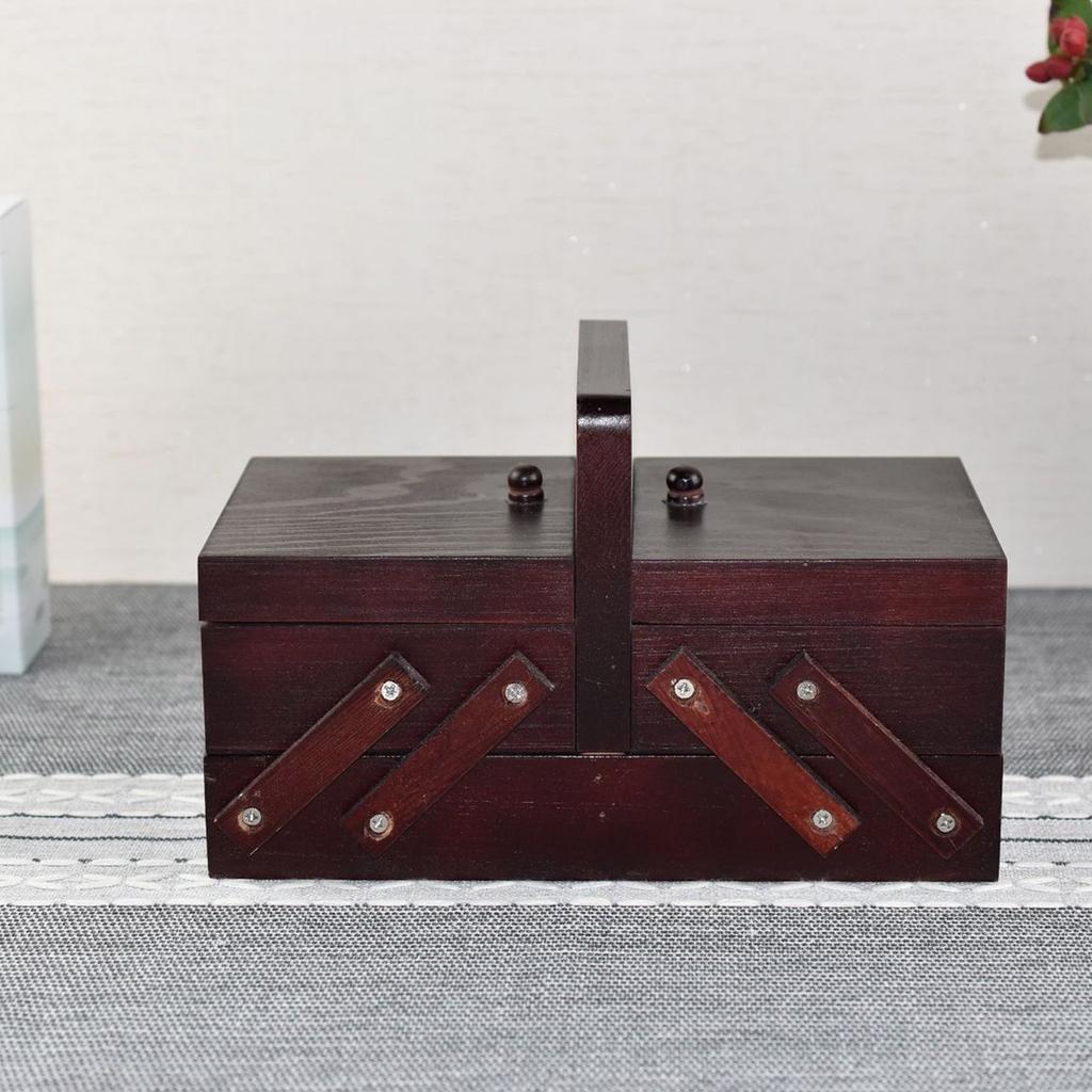 Винтажный органайзер для рукоделия, деревянный ящик для хранения швейных инструментов, складной чехол для вязания, для швейных и вязальных принадлежностей