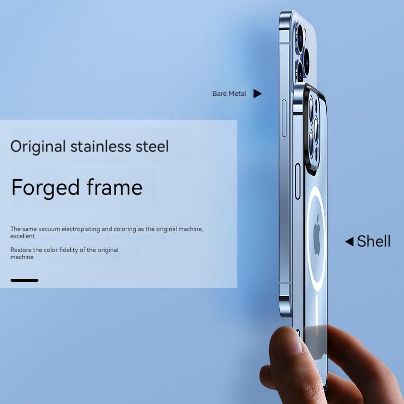 Роскошный чехол для телефона из нержавеющей стали для iPhone 12 13 14 Pro Max, противоударный металлический доспех, жесткий прозрачный чехол из ПК для iPhone 14 Plus, чехол