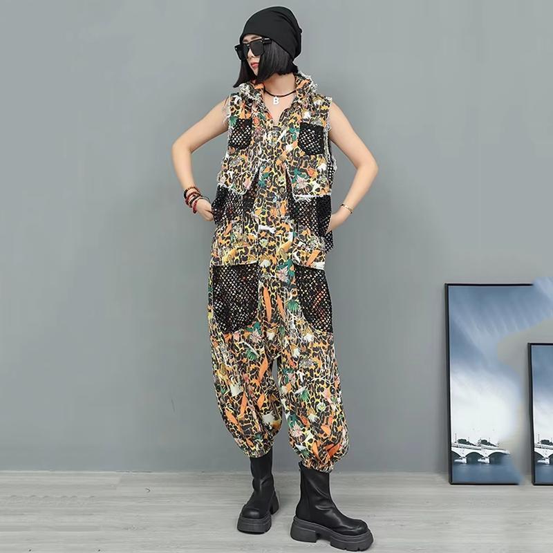 Xitao Комбинезон из двух частей с сетчатым карманом и лацканами в стиле пэчворк GYX1611