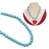 Glass Heart Shape Pendant Necklace Turquoise Beads Neckchains Stylish Clavicle Chain for Women Girls Elegant Choker