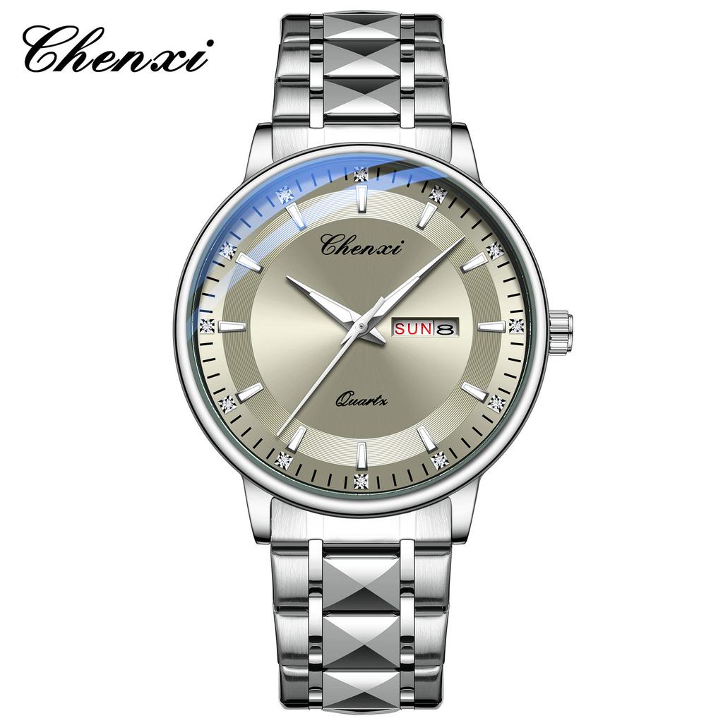 Men's Calendar Night Light Waterproof Watch Double Calendar Dial Fashionable Trendy Quartz Watch