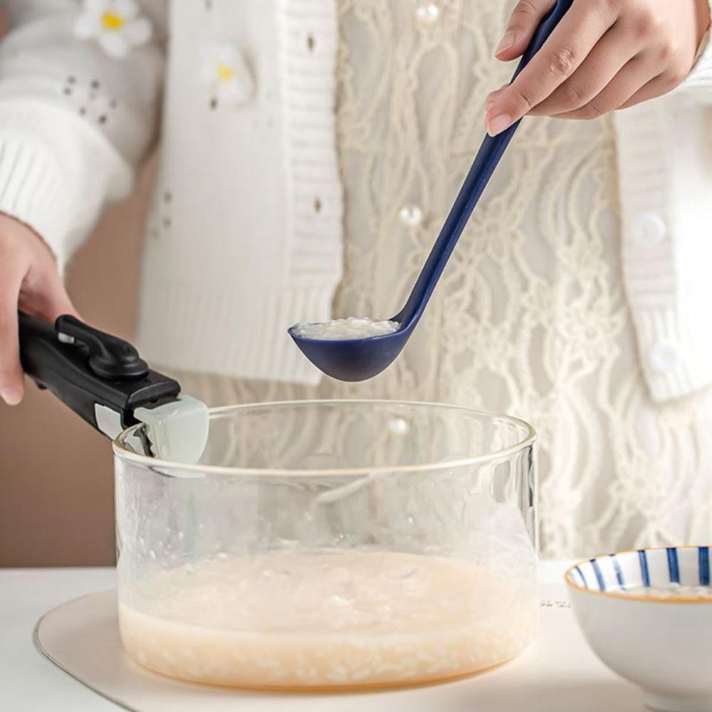 Multifunction Kitchen Non-stick Dinnerware Silicone Serving Spoon Soup Ladle Tableware Scoop