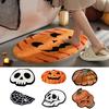 Halloween Welcome Doormat Half Circle Spider-Web Bat Skull Pumpkin Shape Floor Mat Non-Slip Entrance Mat for Front Door Porch Home Decoration