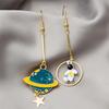 Long Astronaut Astronaut Stud Earrings Versatile Moon Earth No Ear Clips
