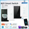 Tuya WiFi Smart Wall Touch Switch RF433Mhz 1/2/3 Gang Panel Switch Without Neutral Wire US Works With Alexa Google Assistant