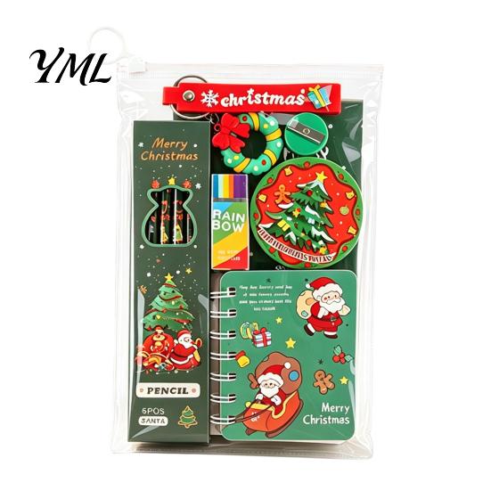 School Supplies for Kids Christmas Stationery Set Kids, Santa Claus Snowman Childrens Art Drawing Patterns Print, Festive Holiday Students Practical