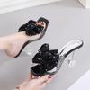 Crystal High Heels Women 2025 New Fashion Thin Heels Fashion Summer Open-toed Little Fairy Cool Slippers Wear Big Flowers
