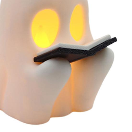 Милый светильник-привидение для чтения, светодиодный сидящий призрак, читающий книгу, ночник для Хэллоуина, декор для ванной комнаты, прикроватной тумбочки