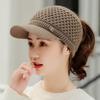 Hat Female Winter Empty Top Sports Hat Tied Ponytail Non-pressure Hairstyle Piled Thickened Warm Knitted Hat Duck Tongue Wool Hat