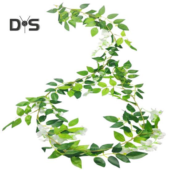 200CM Artificial Wisteria Flower Garland Realistic Home Wedding Garden Indoor Outdoor Wall Hanging Faux Climbing Floral Greenery Drooping Ivy