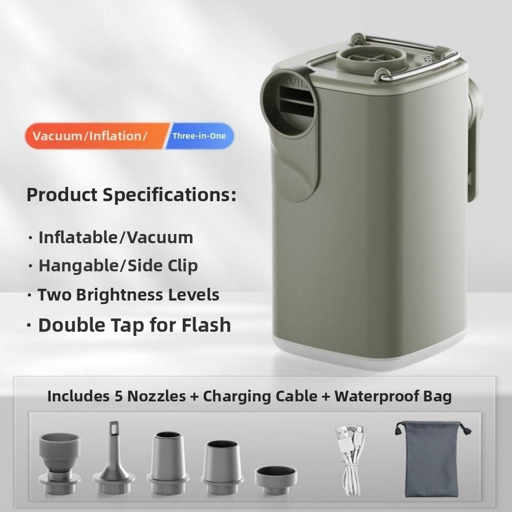 USB Rechargeable Cordless Mattress Pump with Camping Light Electric Compressor Inflator Boat Pump