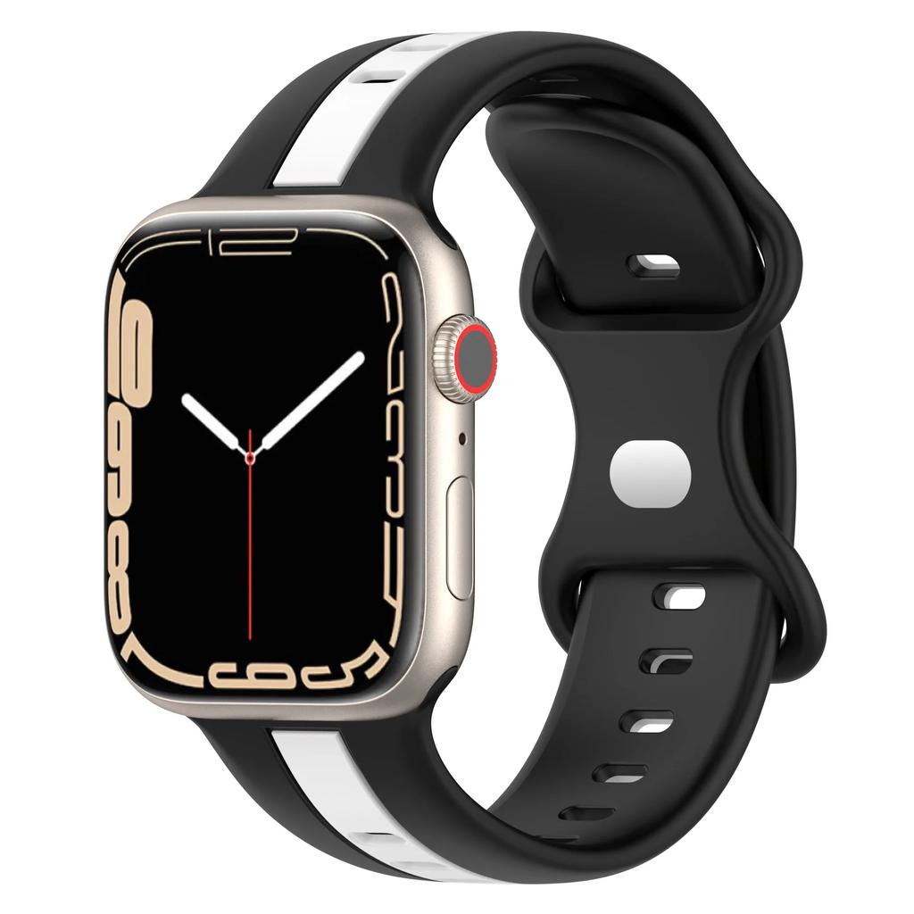 Силиконовый ремешок для Apple Watch Ultra 3/2 Браслет 49мм 45мм 41мм 44мм 42мм 46мм Двухцветный браслет iWatch 11 10 9 8 7 6 5 4 SE Ремень