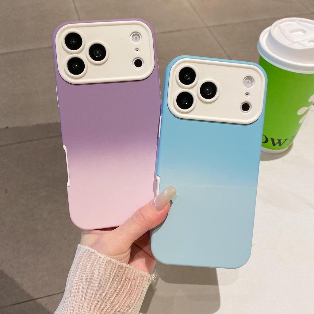 Защитный чехол для iPhone с градиентным покрытием, приятный на ощупь, противоударный, для моделей 17 Pro, 16 Pro Max и 15/14, с большим окном.