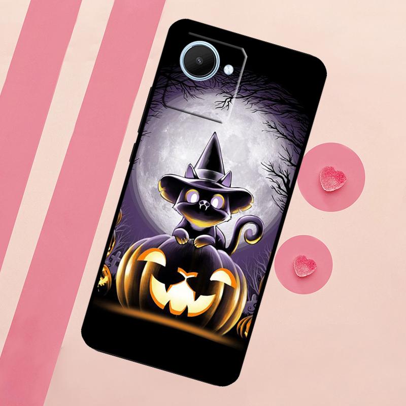 Witch Black Cat Case For Realme C53 C55 C35 C33 C31 C30 C25s C21Y C15 C11 GT Neo 5 3T 2T 9 10 11 Pro Plus