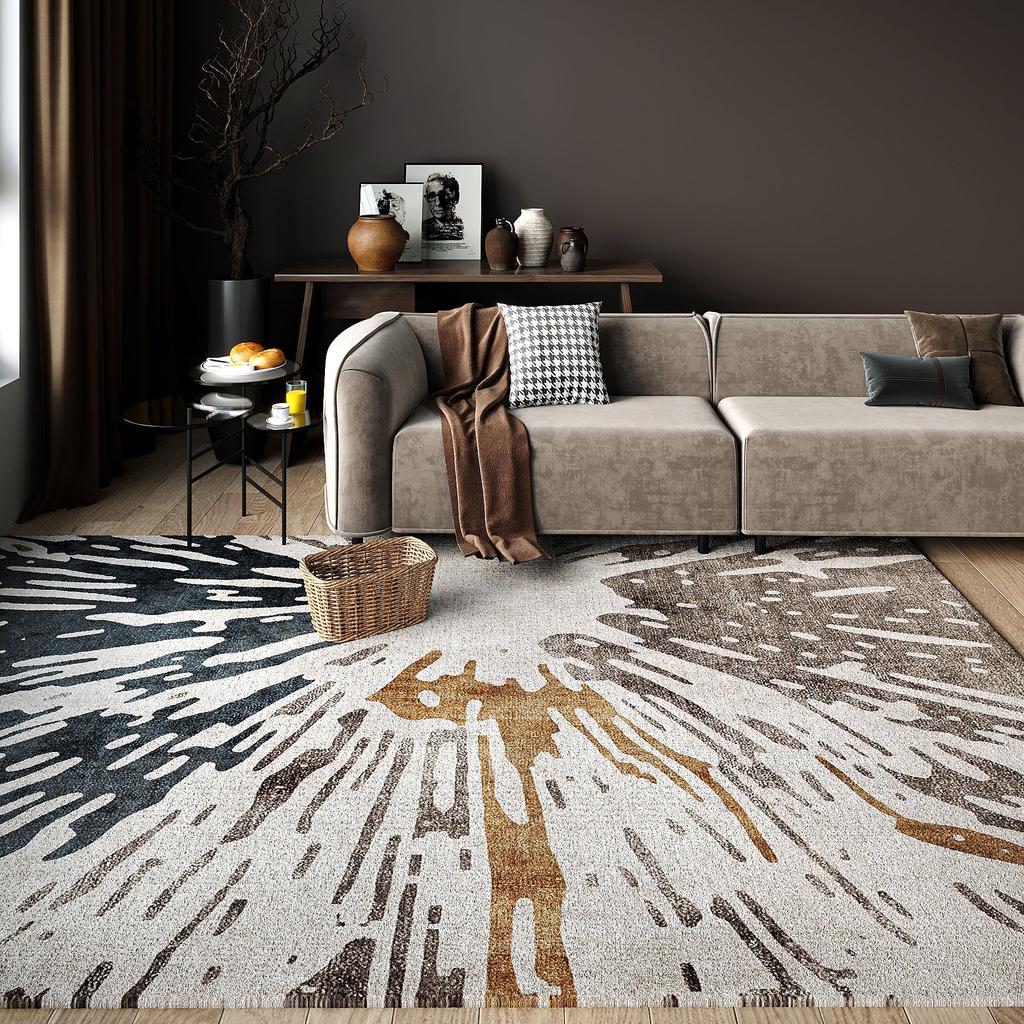 Главная Печатный диванный ковер Геометрический прямоугольный скандинавский печатный ковер Минималистский ковер