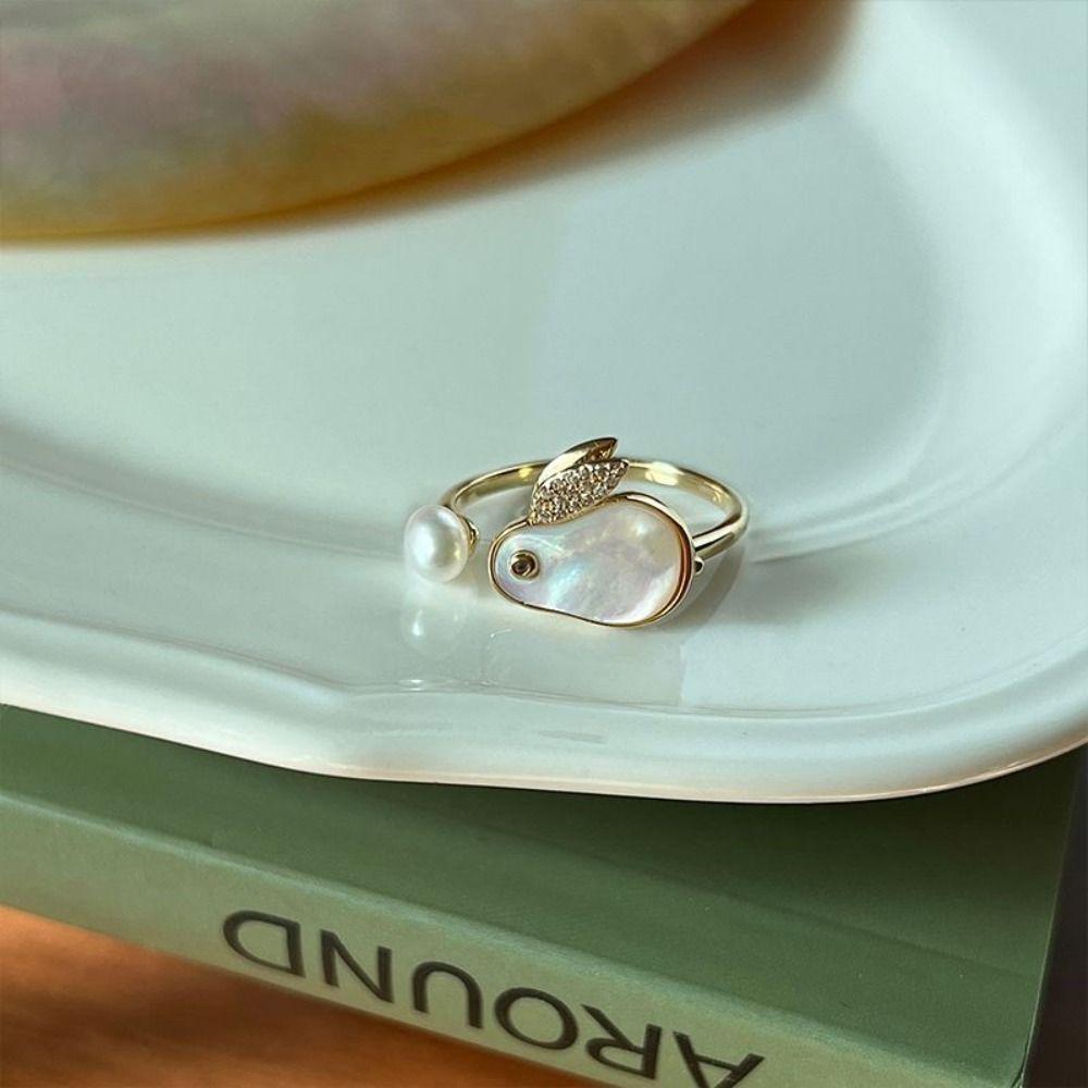 Sweet Cuff Ring Temperament Rabbit Design Daily Jewelry Personality Finger Ring  Festival Ornaments