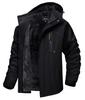 TACVASEN Outdoor Coat, Winter Jacket, Anorak, Cold Weather Outerwear, Water-Repellent, Warm, for Skiing, Motorcycles, Fall and Winter, Black, Size L