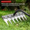5/6/7/8 Teeth Iron Gardening Hoe Weeding Rake Farm Tool Grasping Raking Loosening Soil Nail Rake Tool Artifact Harrow Farm Tool