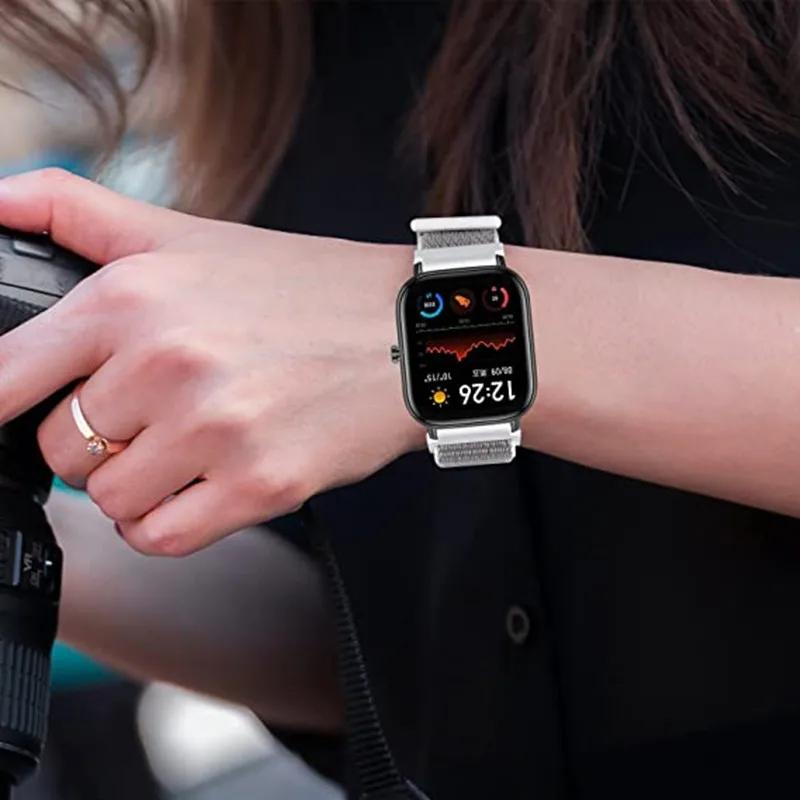 20mm/22mm Nylon Loop Watch Band For Amazfit GTS/4/2/2e/3/GTS2 Mini/GTR 4/3 pro/GTR2/2e/stratos 2/3 Bracelet Amazfit Bip-u Strap