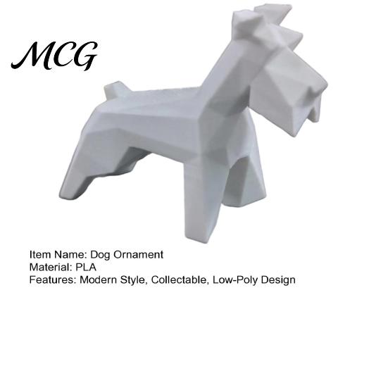 Miniature Schnauzer Sculpture Geometric Low-Poly Figurine, 3D Printed Dog Ornament, White Mini Statue Statue, Home Office Desktop Decoration Gift for