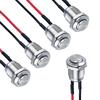 5pcs 12mm Round Head Momentary Push Button Switch Stainless Steel Normally Open with Pre-Soldered Cable 1NO for Car BoatSwitches Seat 3